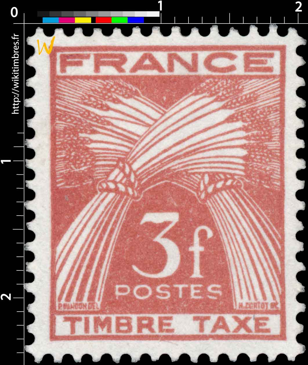 1943 TIMBRE TAXE - type gerbes de blé