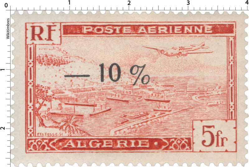 Algérie - Avion survolant la rade d'Alger