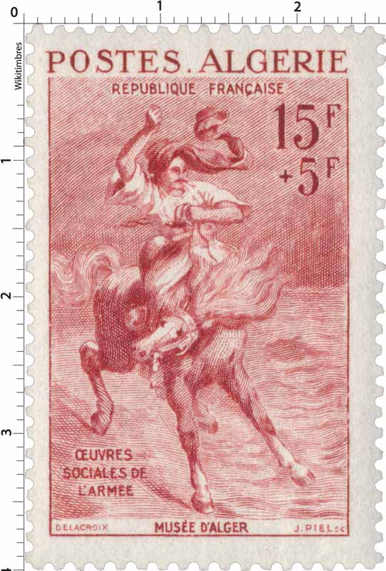 Algérie - Cavalier passant un gué, par Delacroix