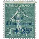 1927 Caisse d'Amortissement - type semeuse lignée / surchargé 