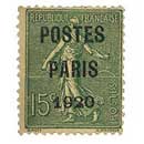 1920 POSTES PARIS - type semeuse lignée / surchargé 