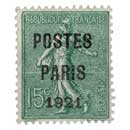 1921 POSTES PARIS - type semeuse lignée / surchargé 