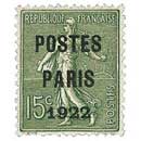 1922 POSTES PARIS - type semeuse lignée / surchargé 