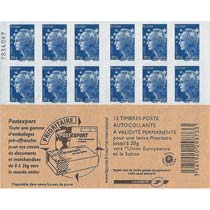 Carnet Postexport  2011 de 12 TVP bleus légendés 20g Europe