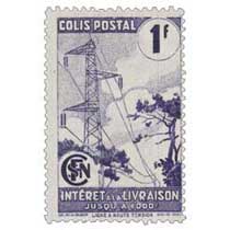 1944 COLIS POSTAL INTÉRÊT A LA LIVRAISON JUSQU'À 1000f ligne à haute tension