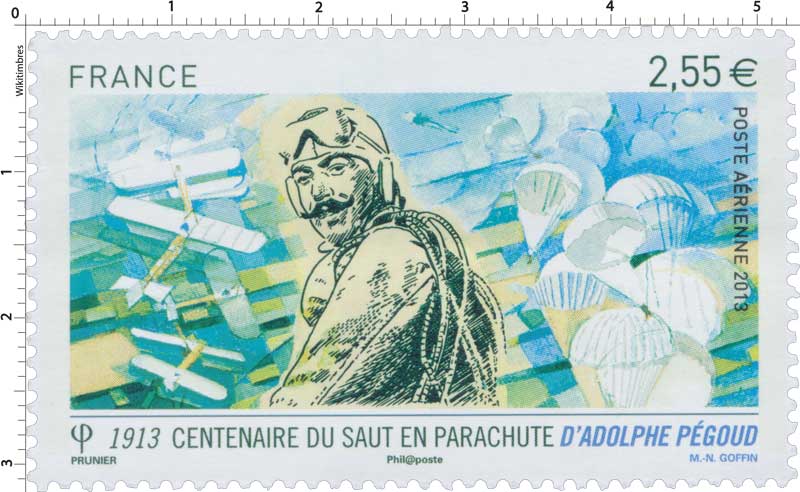 1913 Centenaire du premier saut en parachute d'Adolphe Pégoud