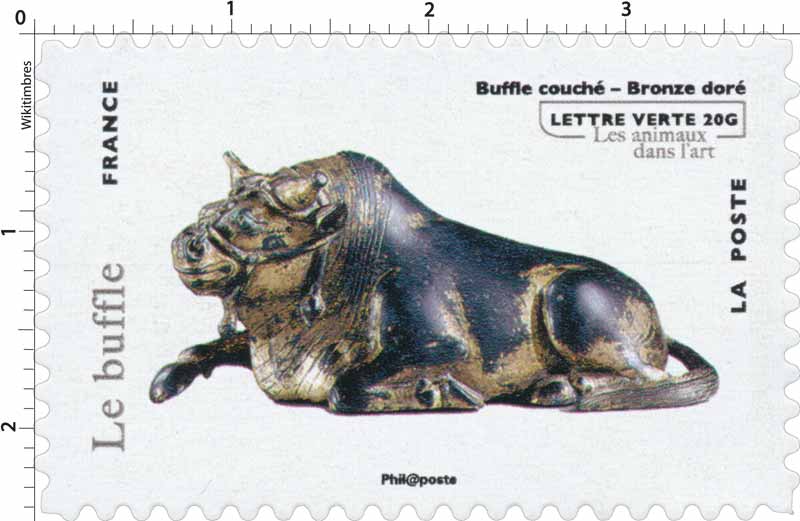 Le Buffle - Buffle couché - Bronze doré - Les animaux dans l'art