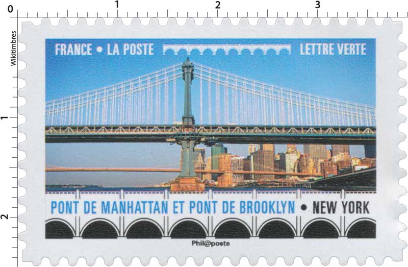 Timbre : 2017 Pont de Manhattan et pont de Brooklyn - New 