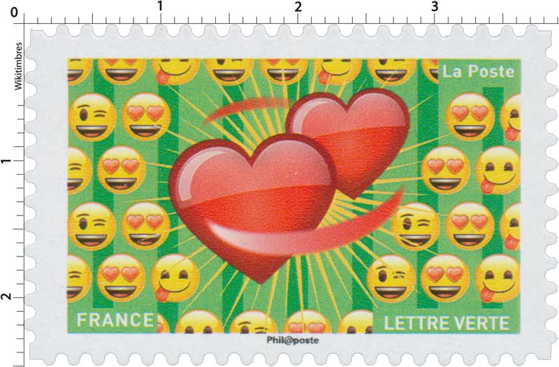1961-. - Enveloppe, Timbre 2018, Lettre verte Emoji, Coeur, Smiley  Oblitération La Poste 03930A-01 (29-08-18)