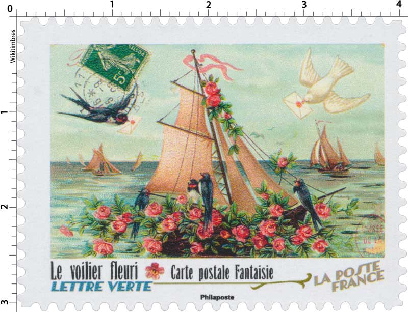 2022 Le voilier fleuri - Carte postale fantaisie