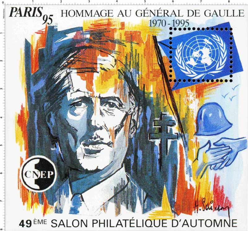 95 Hommage au général de Gaulle 1970 - 1995 49e Salon philatélique d'automne Paris CNEP