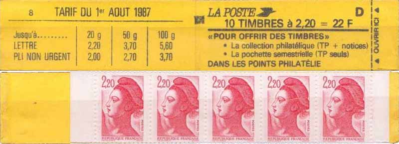 Pour offrir des timbres tarif du 1er aout 1987