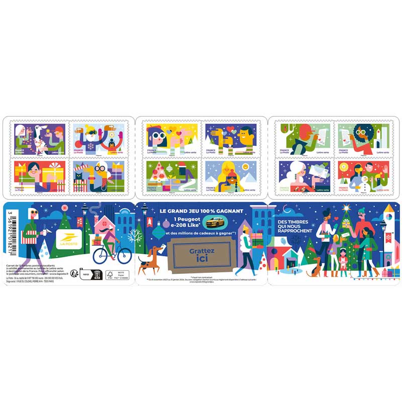 Carnet de 12 timbres Noël - Des timbres qui nous rapprochent