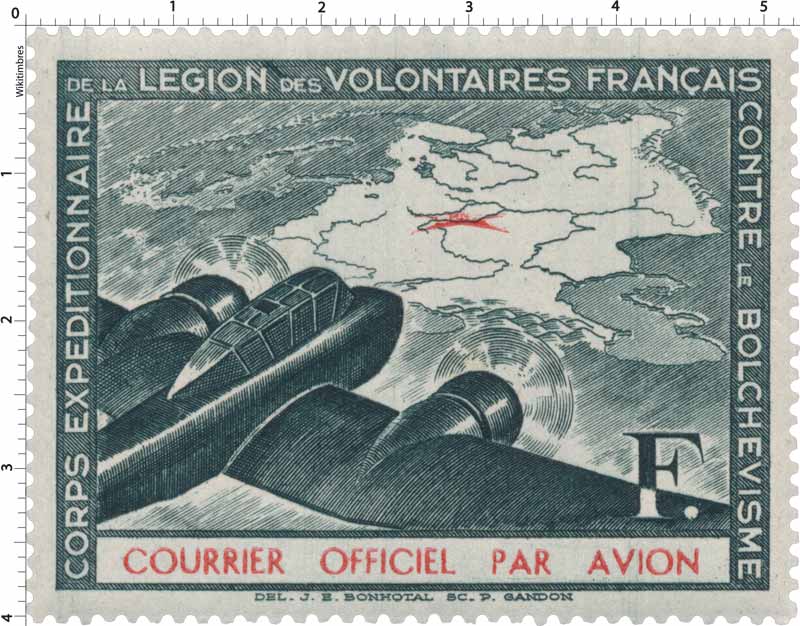 CORPS EXPÉDITIONNAIRE DE LA LÉGION DES VOLONTAIRES Français CONTRE LE BOLCHEVISME Courrier officiel par avion
