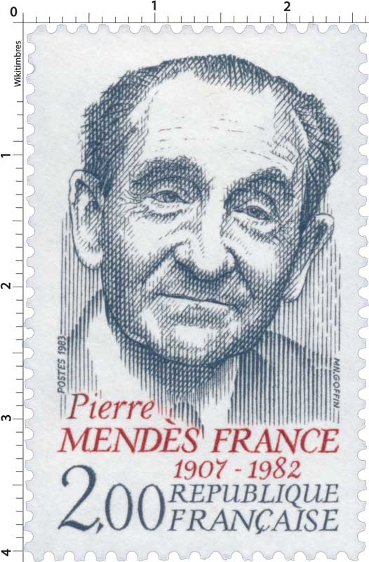 Timbre : 1983 Pierre MENDÈS FRANCE 1907-1982 | WikiTimbres