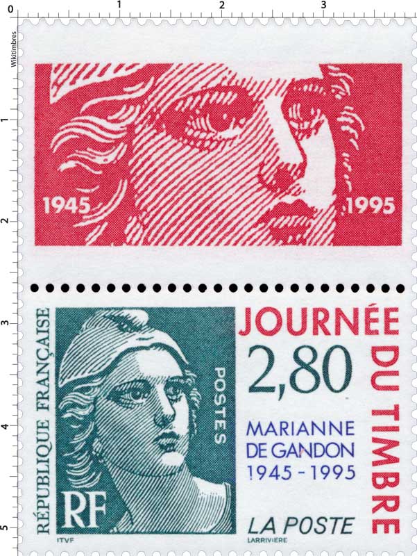 JOURNÉE DU TIMBRE MARIANNE DE GANDON 1945-1995