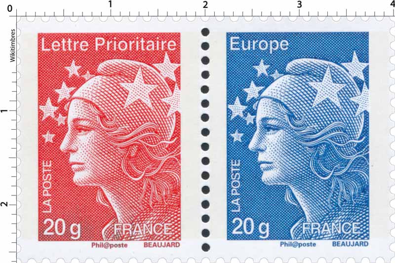 Lettre Prioritaire Europe - type Marianne de Beaujard