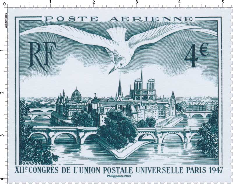 2020 Poste Aérienne - XIIe Congrès de l'Union Postale Universelle Paris 1947