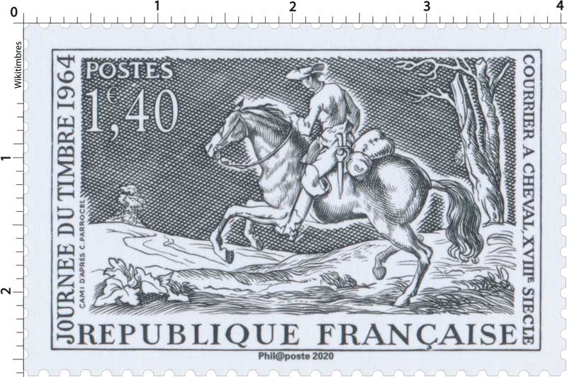 2020 Patrimoine de France - JOURNÉE DU TIMBRE 1964 COURRIER A CHEVAL, XVIIIe SIÈCLE