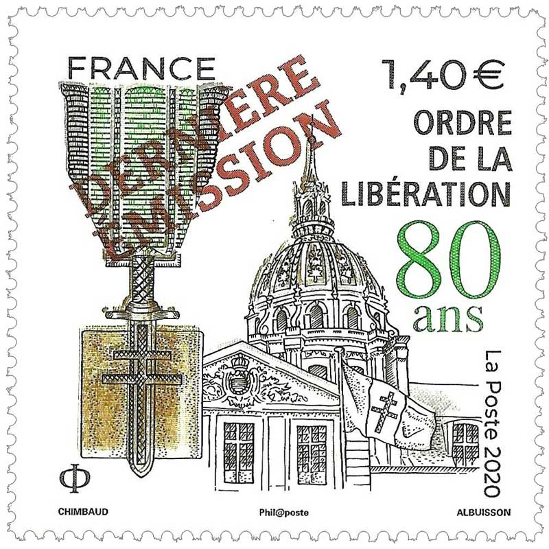 2021 - Timbres France ordre de la libération surchagé DERNIERE