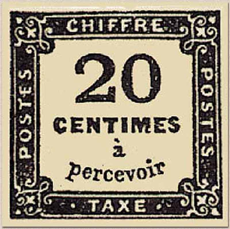 CHIFFRE TAXE 20 Centimes à percevoir