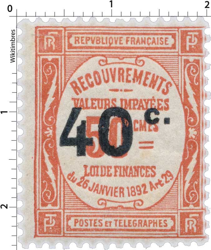 RECOUVREMENTS VALEURS IMPAYÉES LOI DE FINANCES du 26 janviers 1892 Art 29