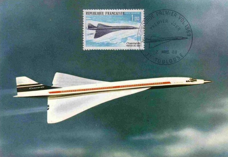 Carte Postale 1er jour 1969 Premier Vol Avion Concorde 
