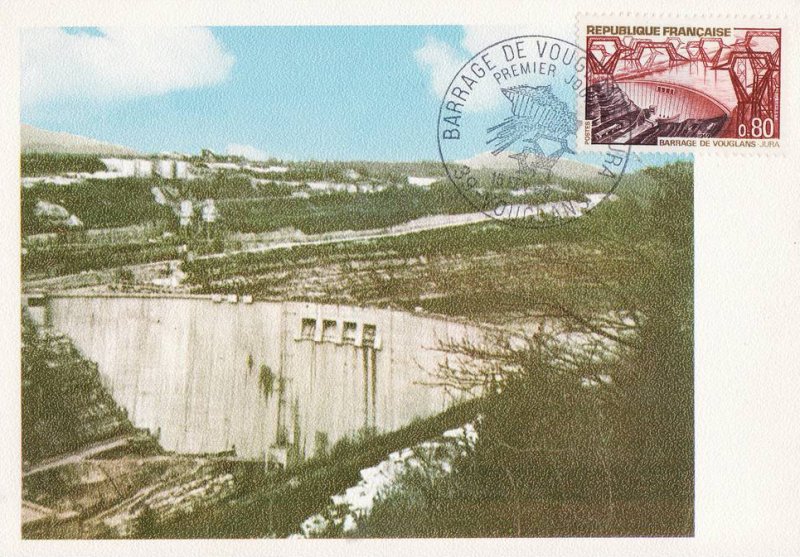 enveloppe 1er jour   barage de Vouglans  Jura  voyagée   1969 