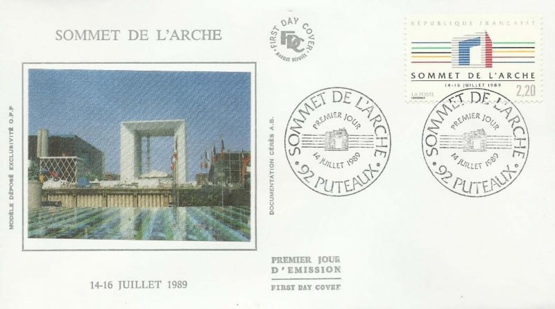Puteaux Sommet de l'Arche FDC Enveloppe Premier Jour CEF 14/07/1989 