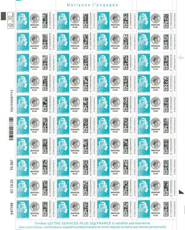 Marianne l'engagée timbres surchargés N°5642A-B neuf
