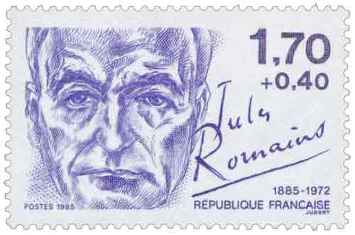 Carte postale postcard 1er jour timbre 1985 Jules ROMAIN écrivain ST JULIEN 