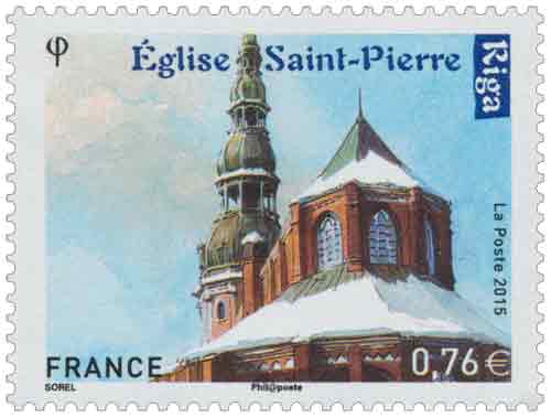 Résultat de recherche d'images pour "Eglise Saint pierre de riga timbre"